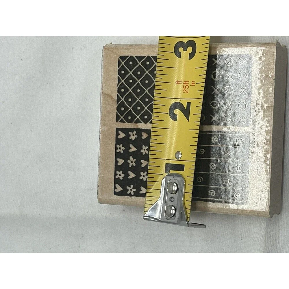 Stampin Up Block Quilt Squares Hearts Dots XOXO Wooden Rubber Stamp